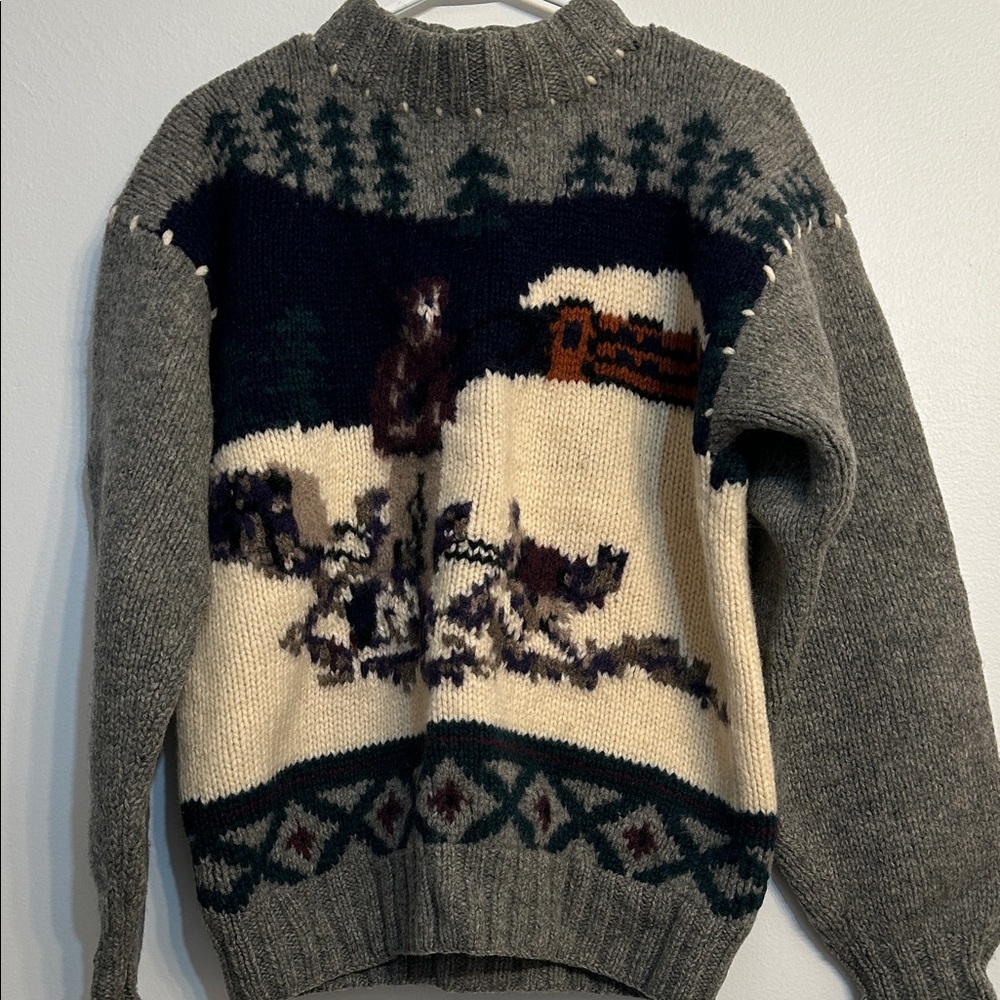Vintage Unisex Beaver Canoe handmade 100% wool sweater size M
